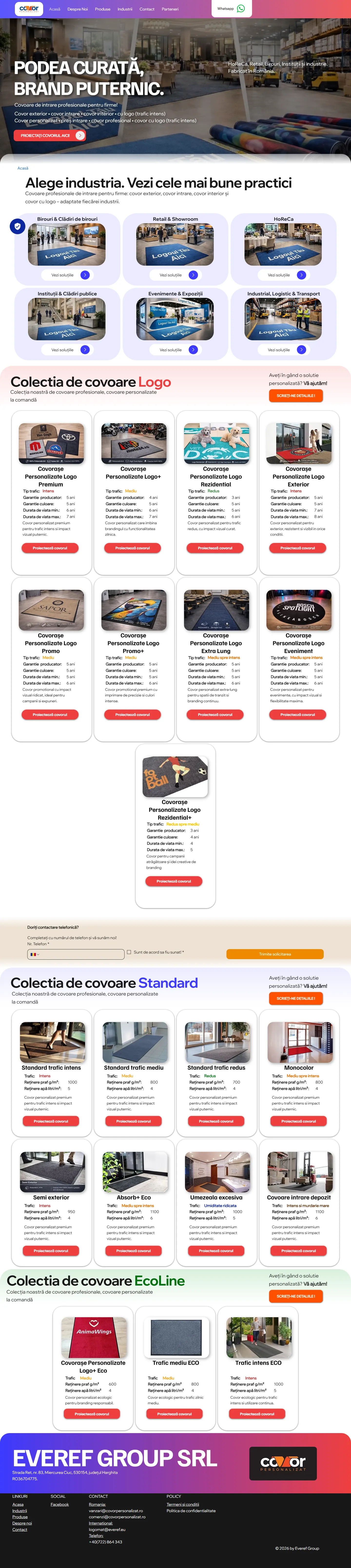 Covor Personalizat — Termék- és iparági navigáció vállalkozásoknak