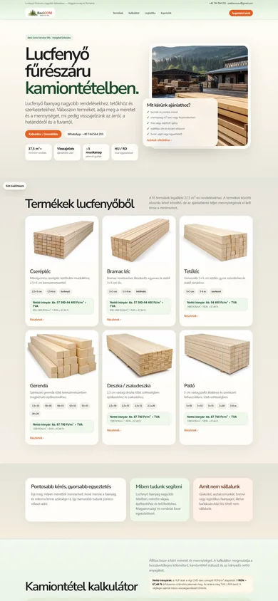Hargita Fűrészáru — mobil weboldal referencia